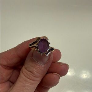 Amethyst and Diamond 14k Ring size 5